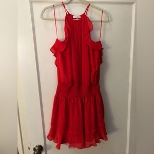 Adorable Parker red ruffle silk mini dress. Size large.